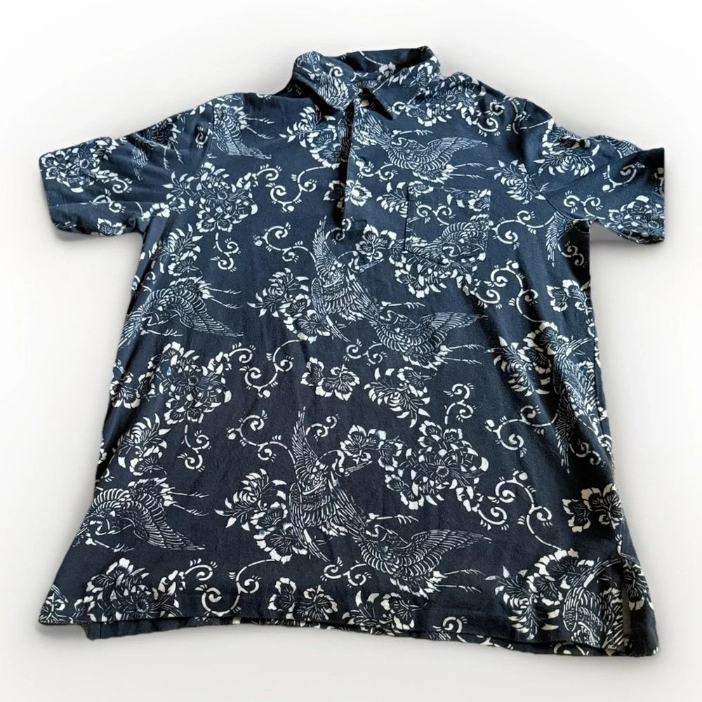 Polo Golf Ralph Lauren Crane Print‎ Shirt XL Blue Floral Resort Fit